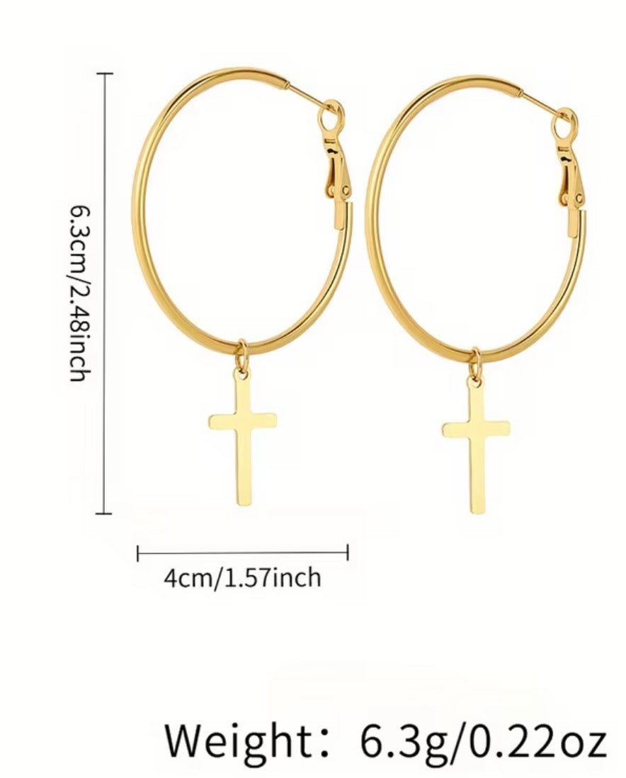 Cross Hoop Earrings