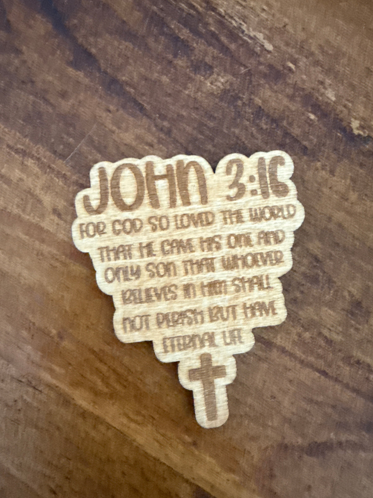 John 3:16 Wood Magnet