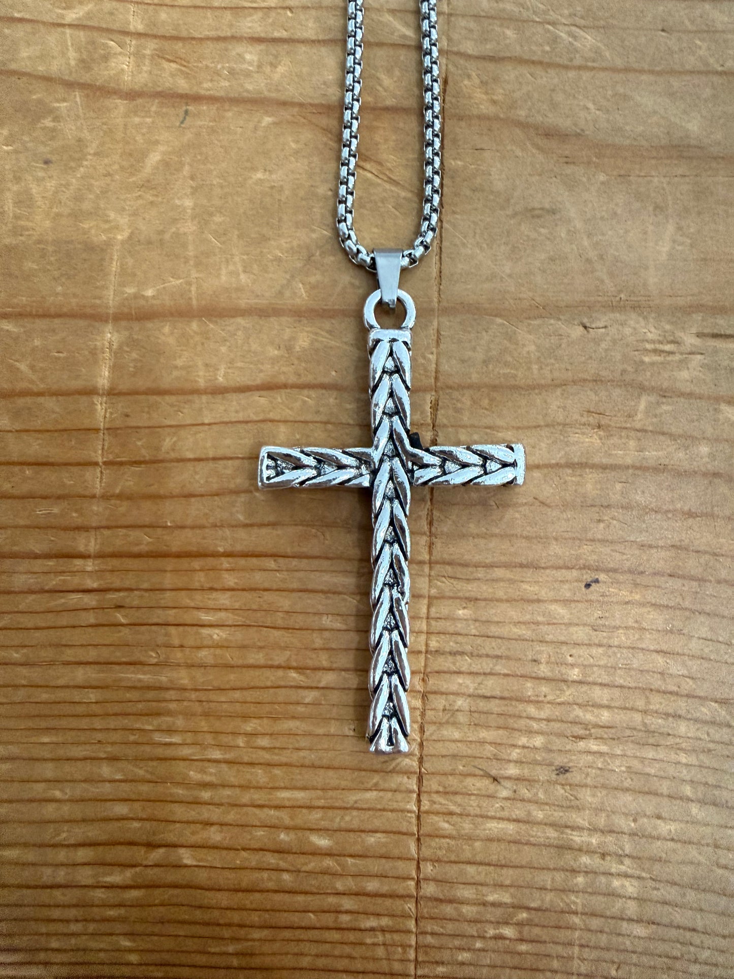 Men’s Braided Cross Stainless Steel Necklace