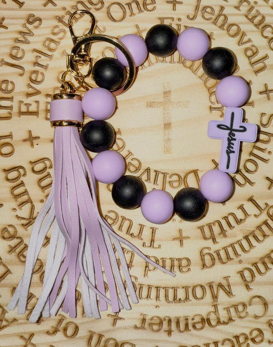 Jesus Silicone Bead Bracelet Keychain