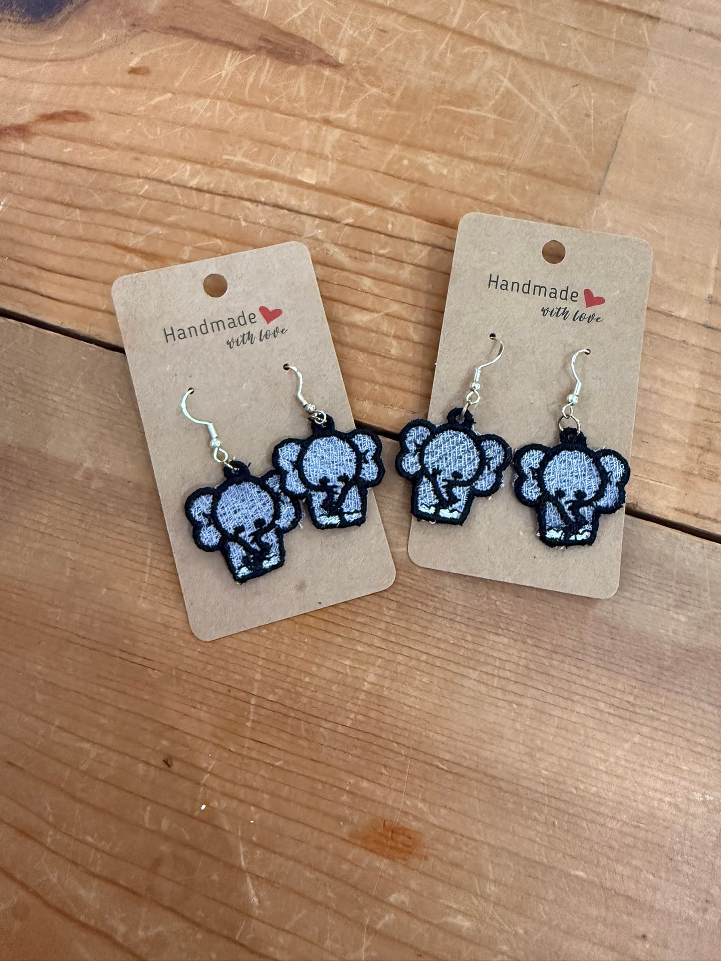 Custom Embroidered Elephant Earrings – Sweet, Lightweight, Handmade