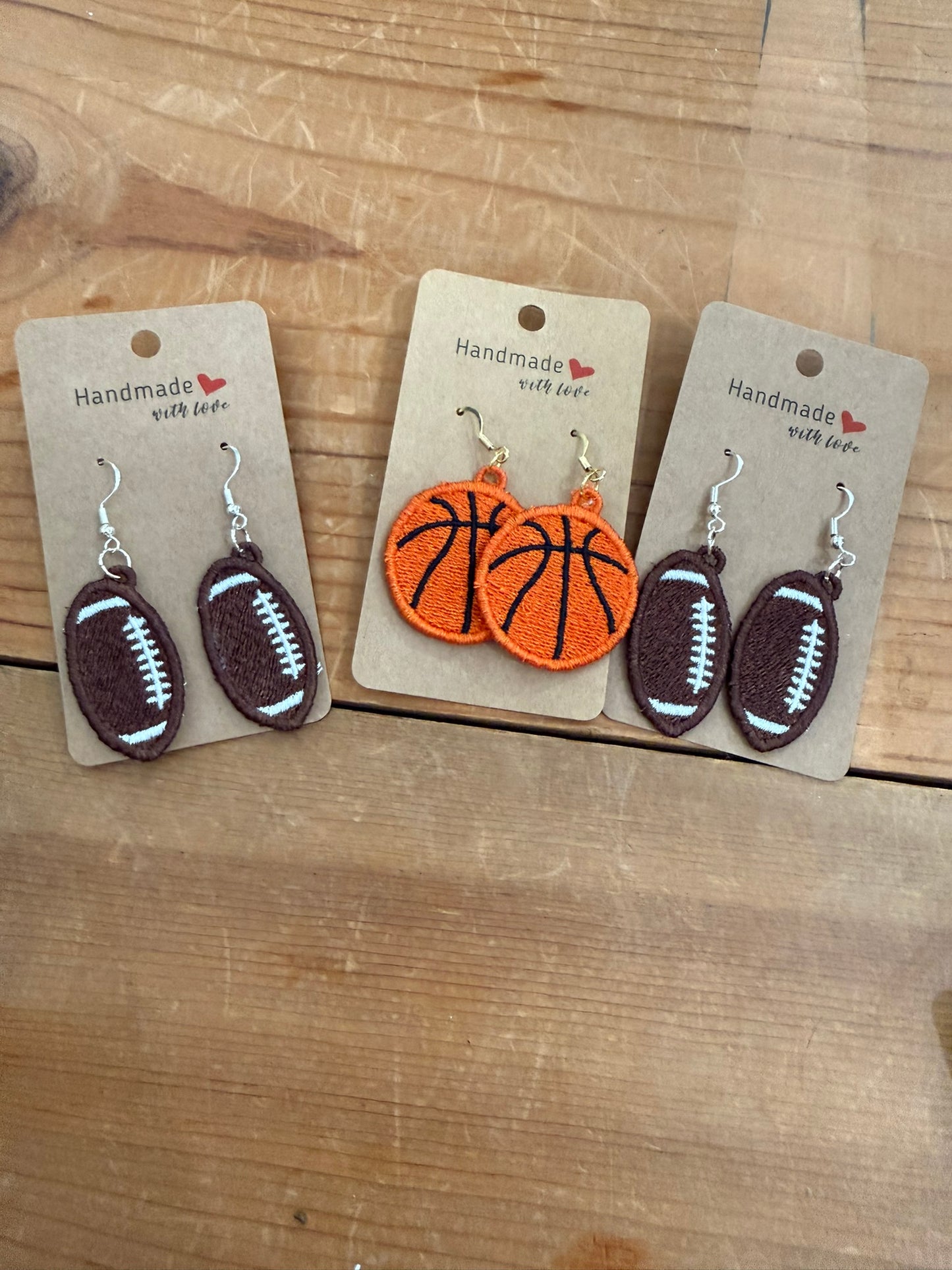 Custom Embroidered Sports Earrings – Lightweight, Playful, Handmade