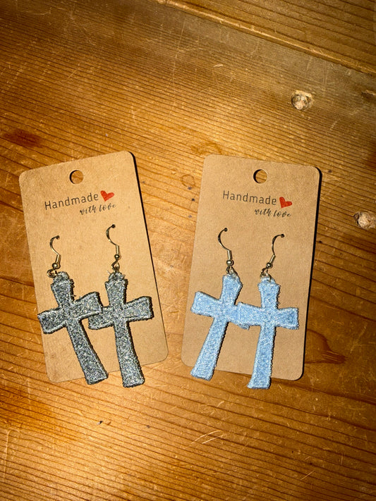 Custom Embroidered Cross Earrings