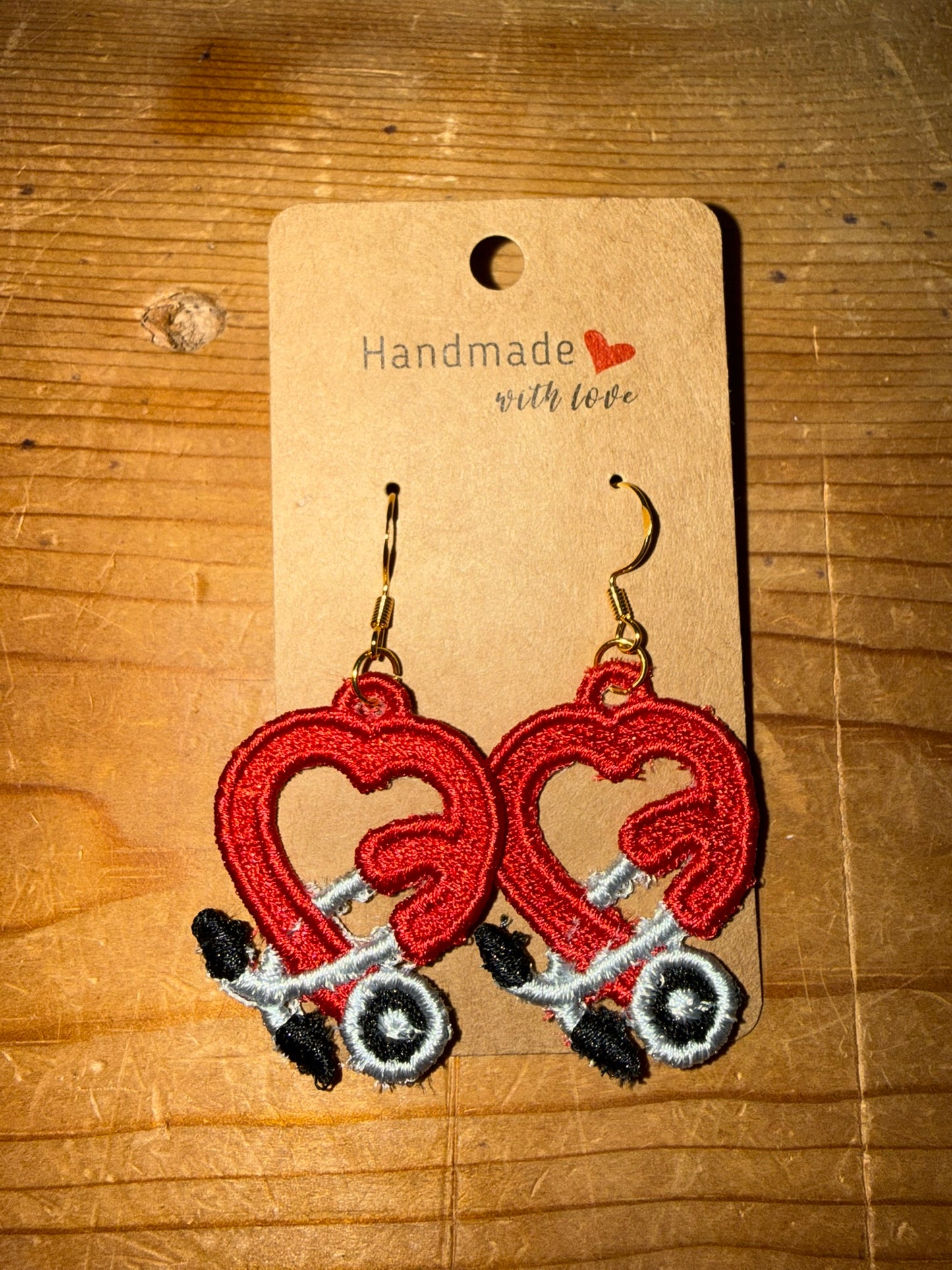 Custom Embroidered Heart Stethoscope Earrings – Lightweight, Hypoallergenic, Handmade