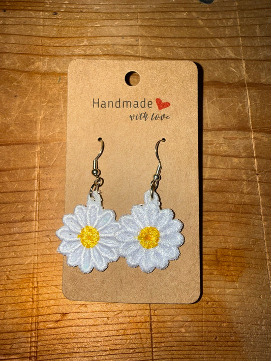 Custom Embroidered Daisy Earrings