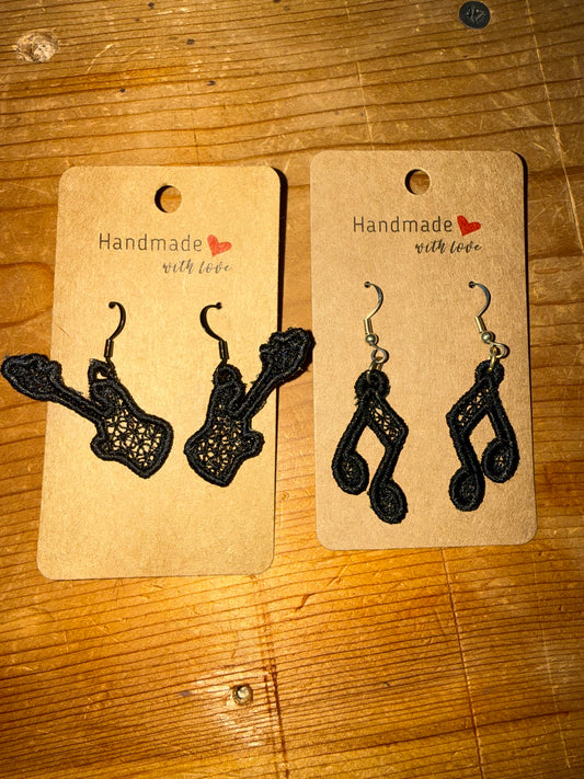 Custom Embroidered Music Earrings – Lightweight, Hypoallergenic, Handmade