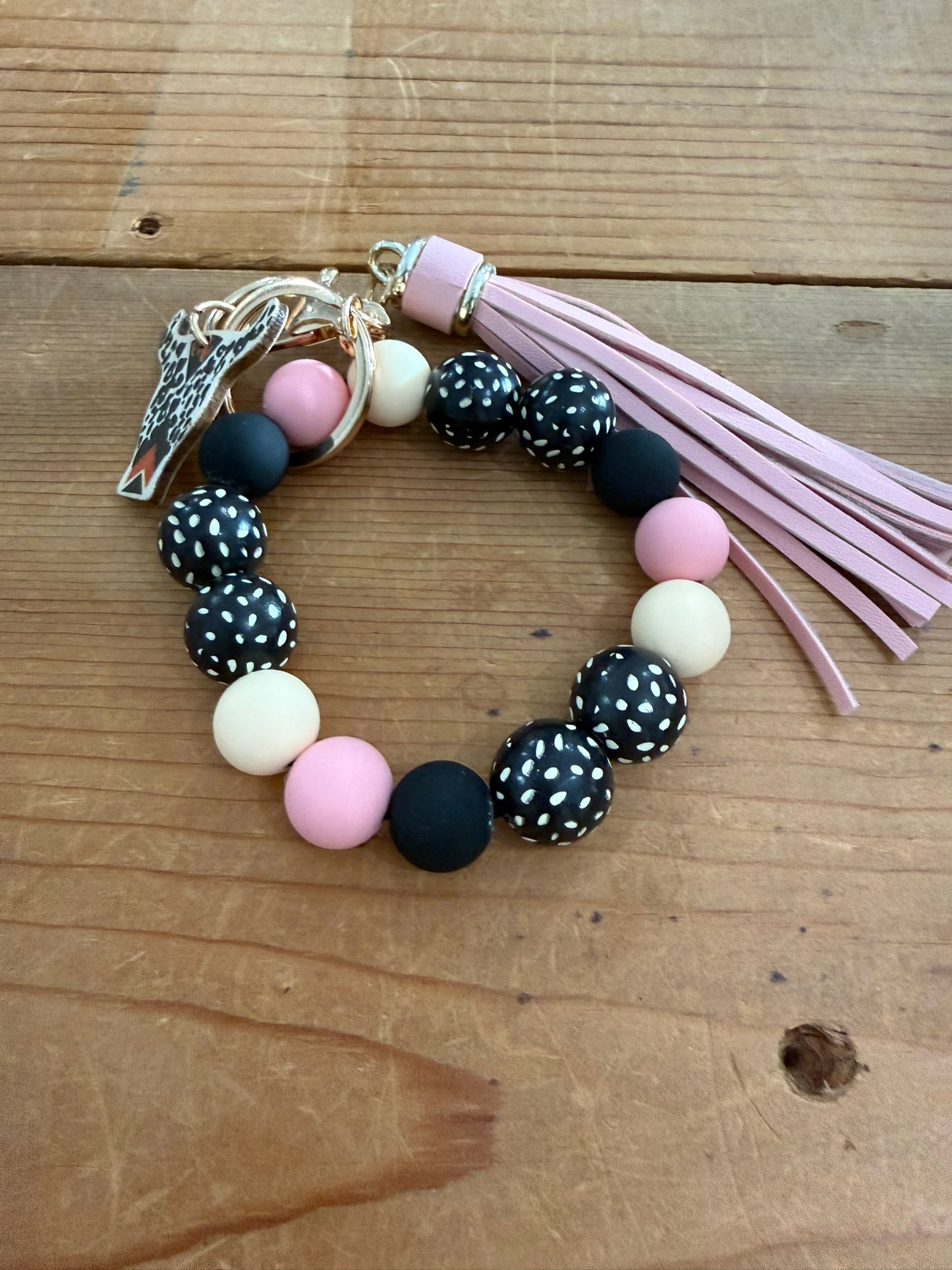 Silicone Bead Bull Head Keychain Bracelet