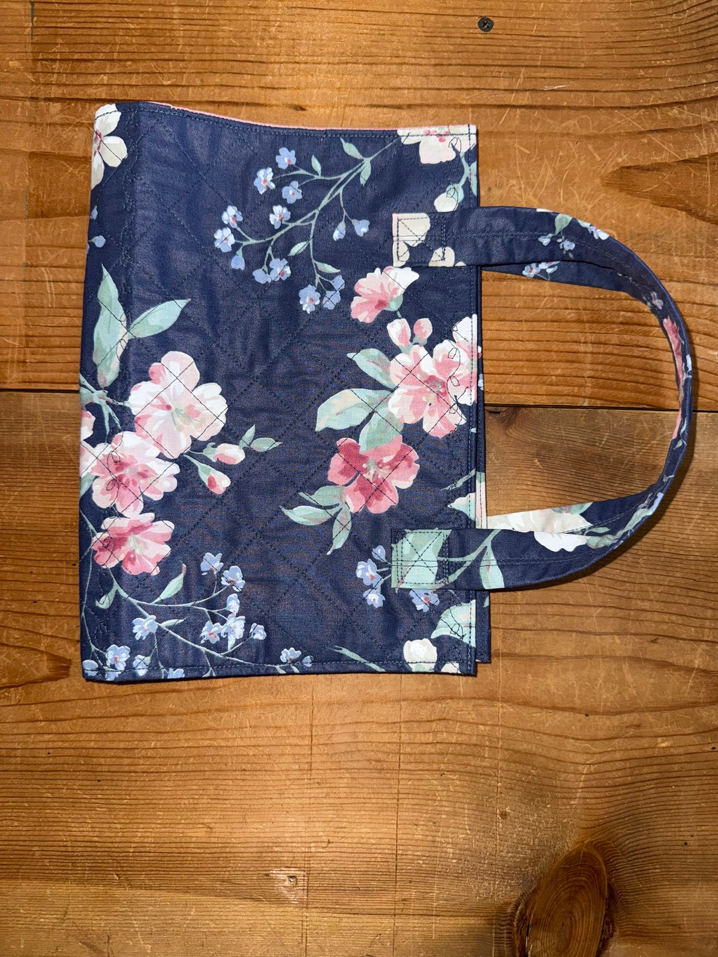 the Hope Chest Navy Floral Tote With Pink Lining