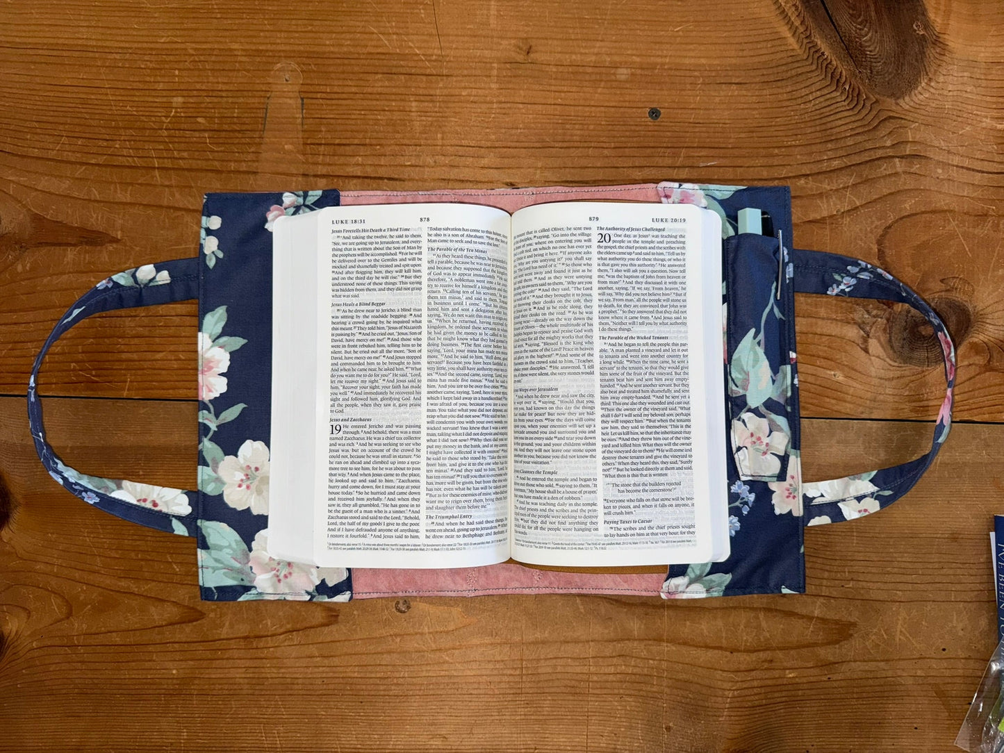 the Hope Chest Navy Floral Tote With Pink Lining