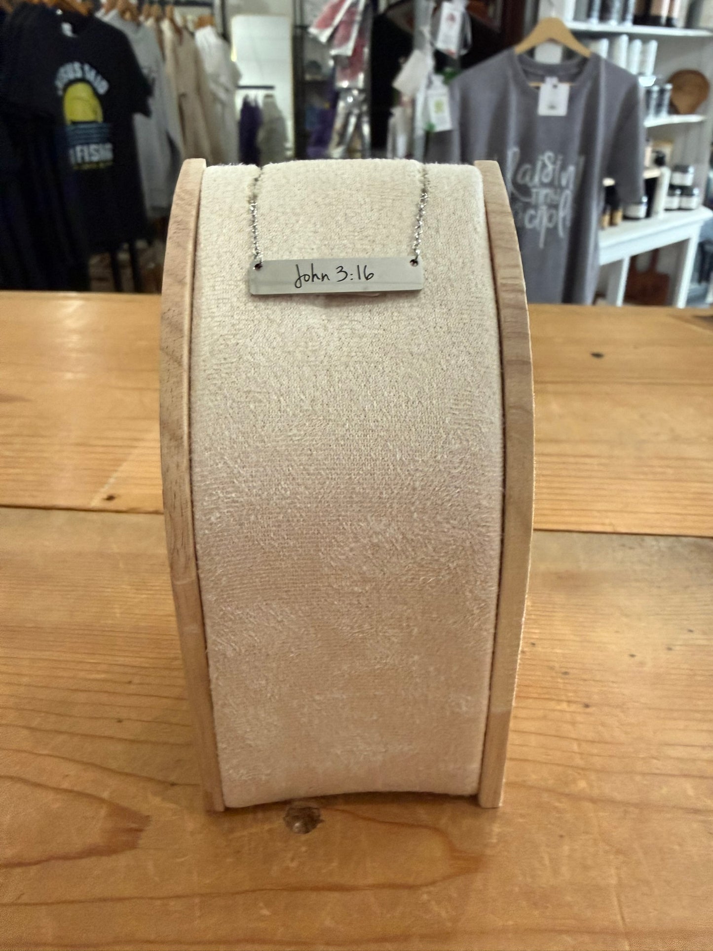 Stainless Steel “John 3:16” Bar Necklace