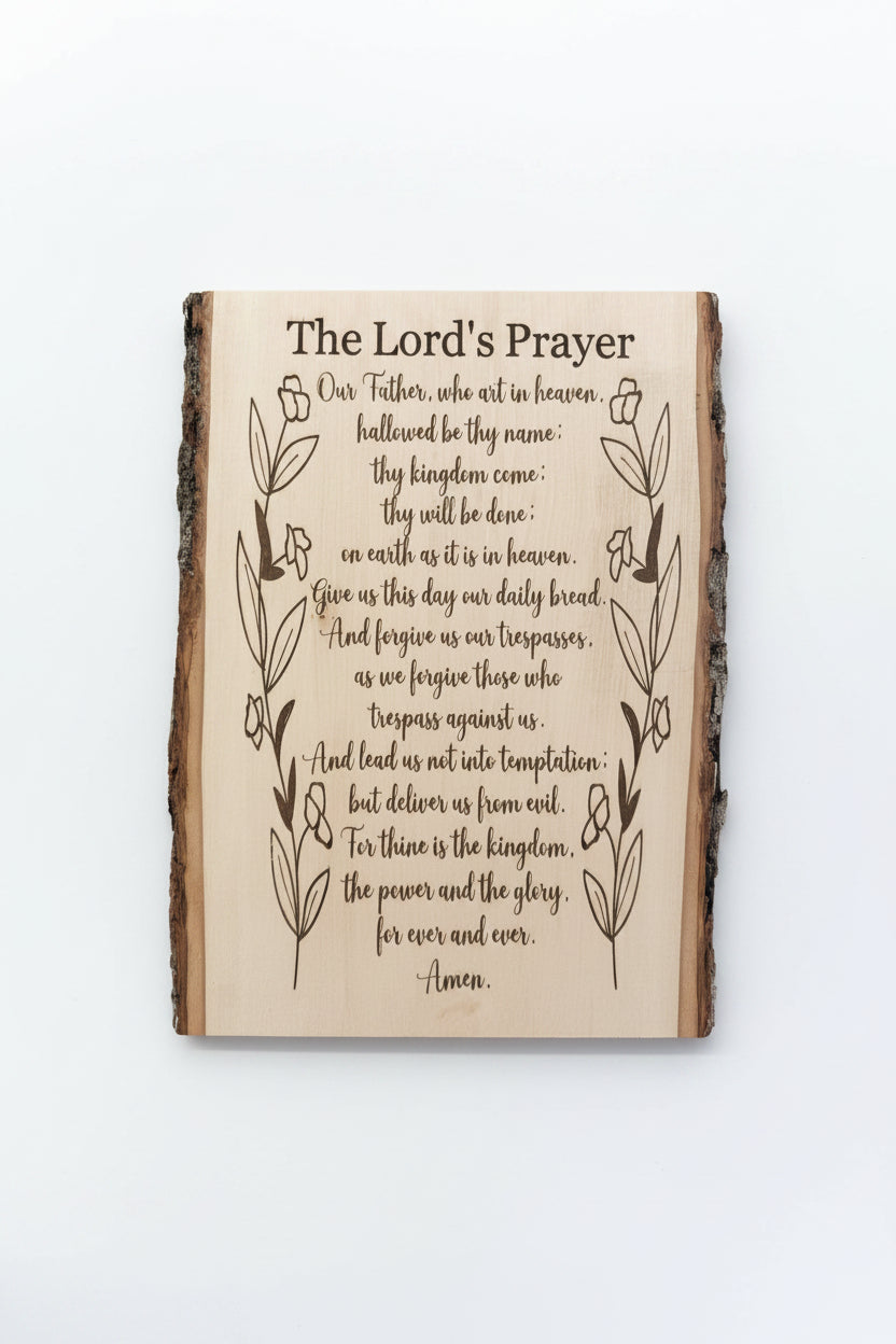 “The Lord’s Prayer” Wooden Live Edge Plaque