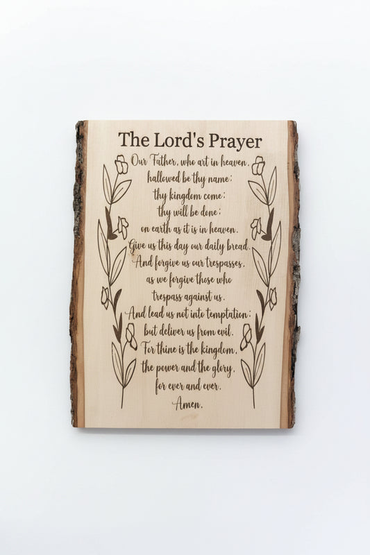 “The Lord’s Prayer” Wooden Live Edge Plaque