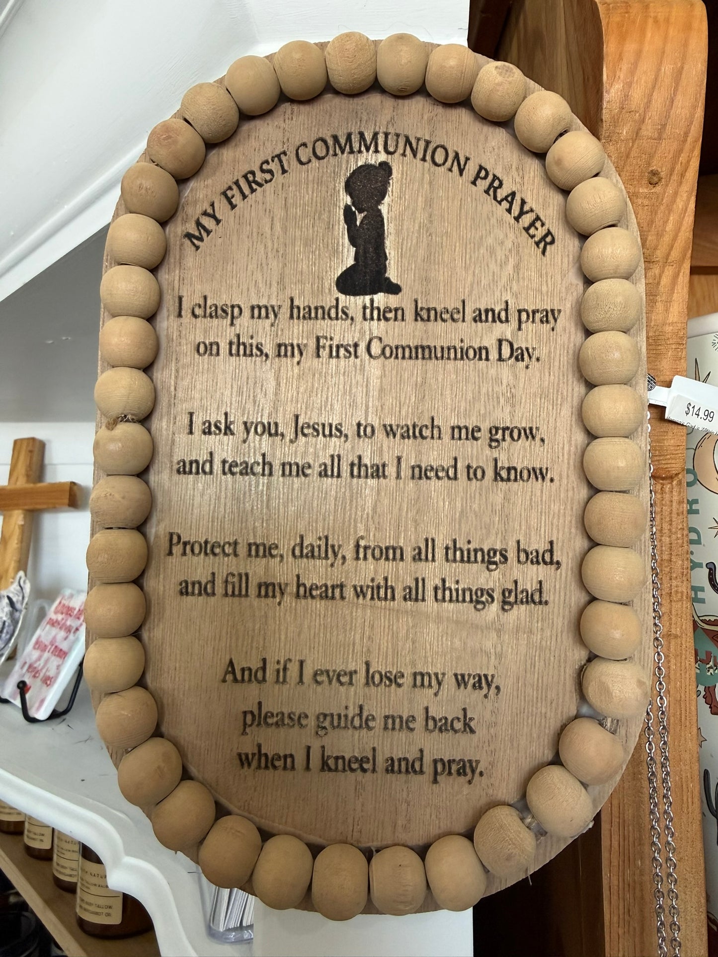 Kids Wooden First Holy Communion Prayer Plaque
