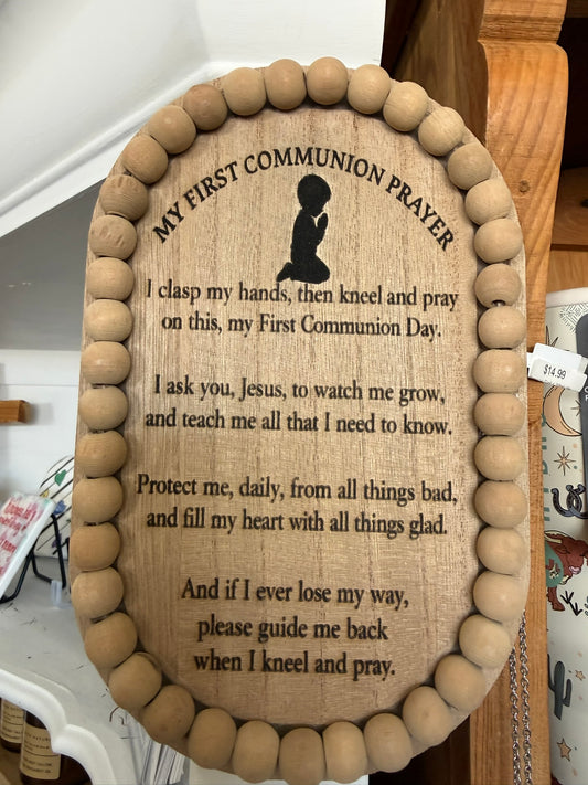 Kids Wooden First Holy Communion Prayer Plaque