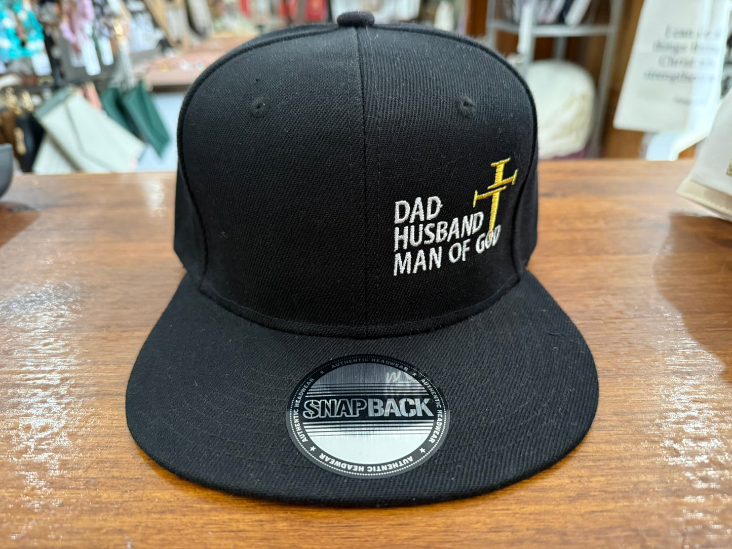Quilted Stitch Black "Man of God" Custom Embroidered Hat