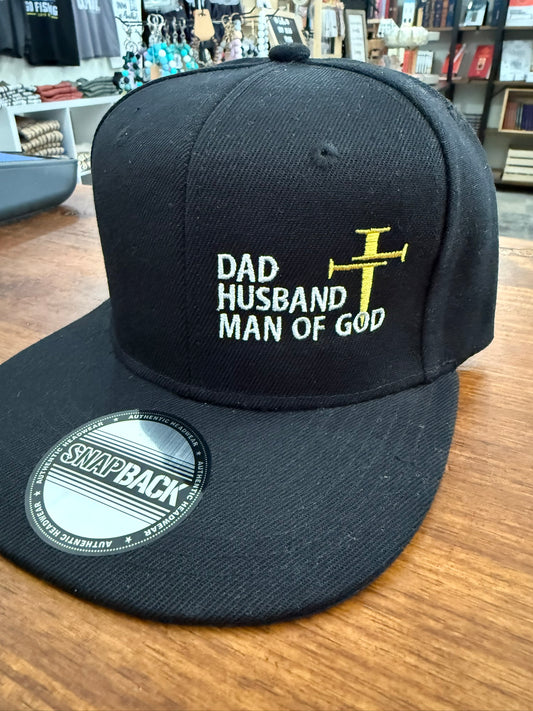 Quilted Stitch Black "Man of God" Custom Embroidered Hat
