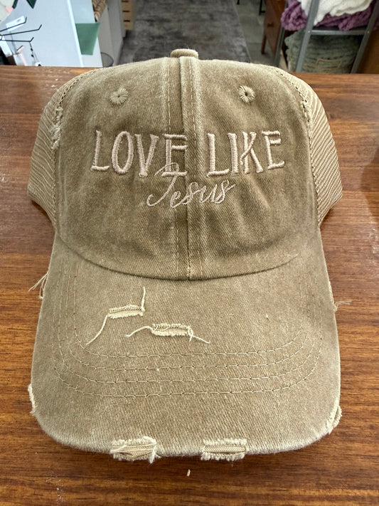 Quilted Stitch "Love Like Jesus" Custom Embroidered Vintage Hat