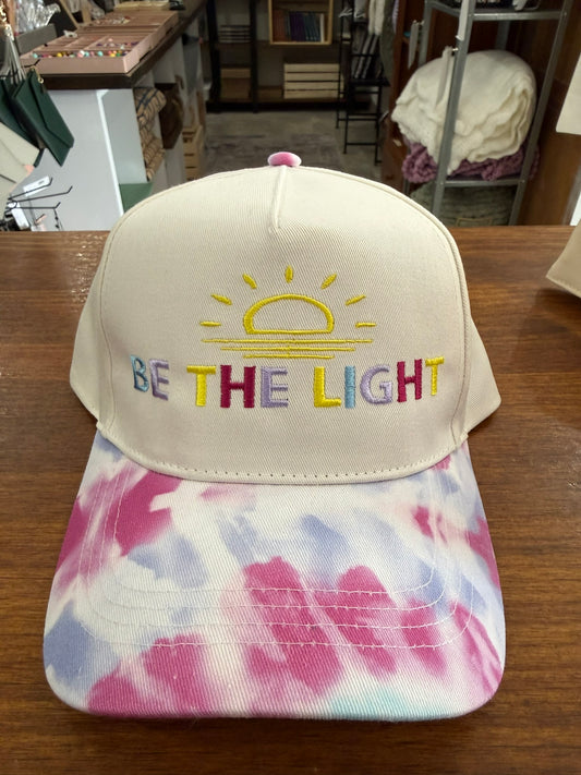 Quilted Stitch "Be The Light" Custom Embroidered Tie Dye Hat