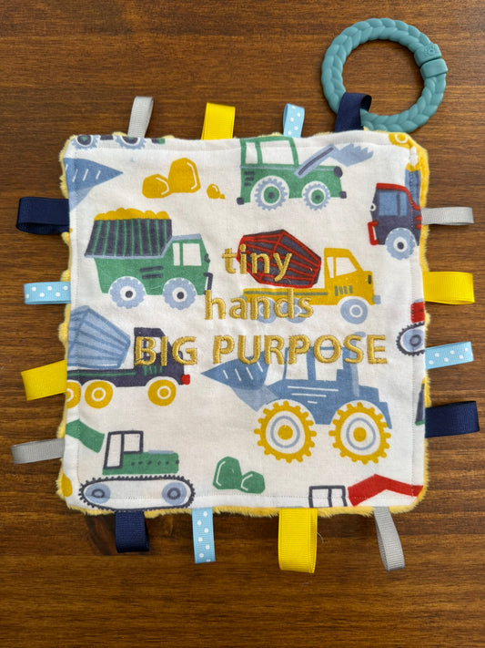 Quilted Stitch "Tiny Hands Big Purpose" Baby Tag Blanket