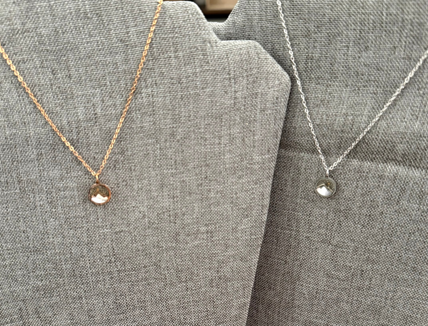 Mustard Seed Mountain Scene Stainless Steel Necklace
