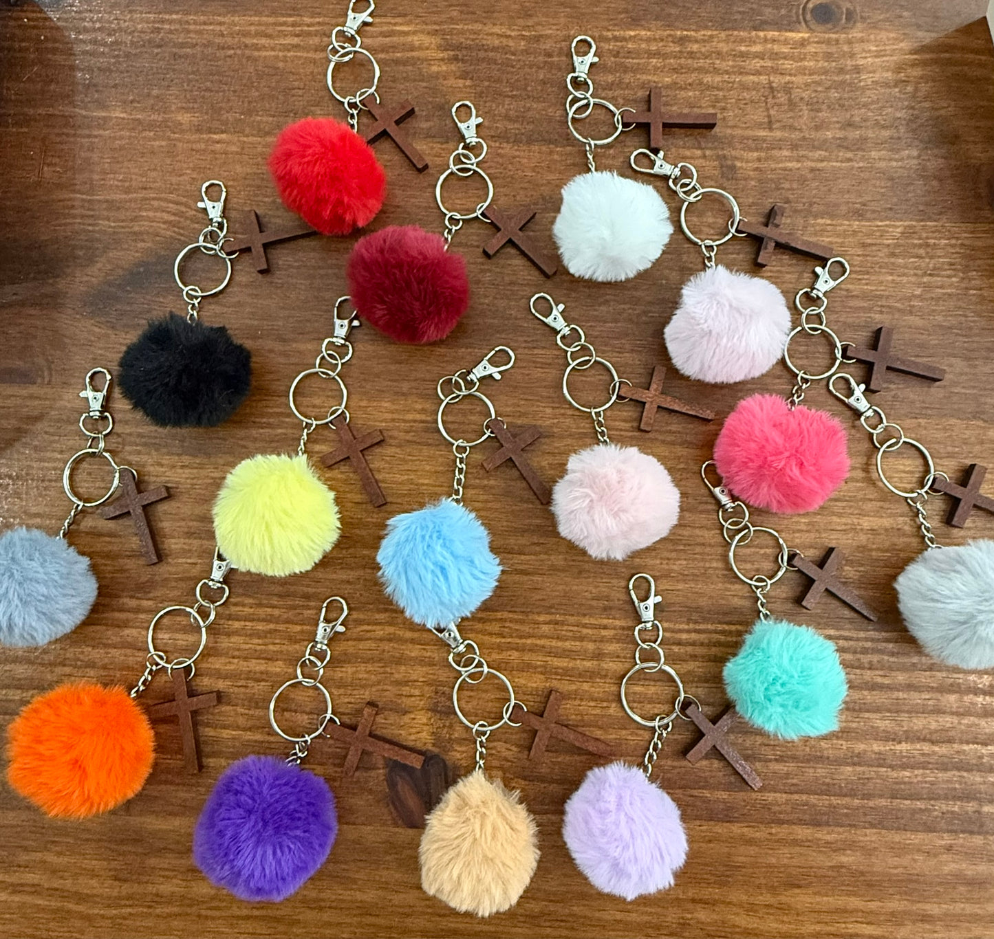 Pom Pom and Cross Keychain