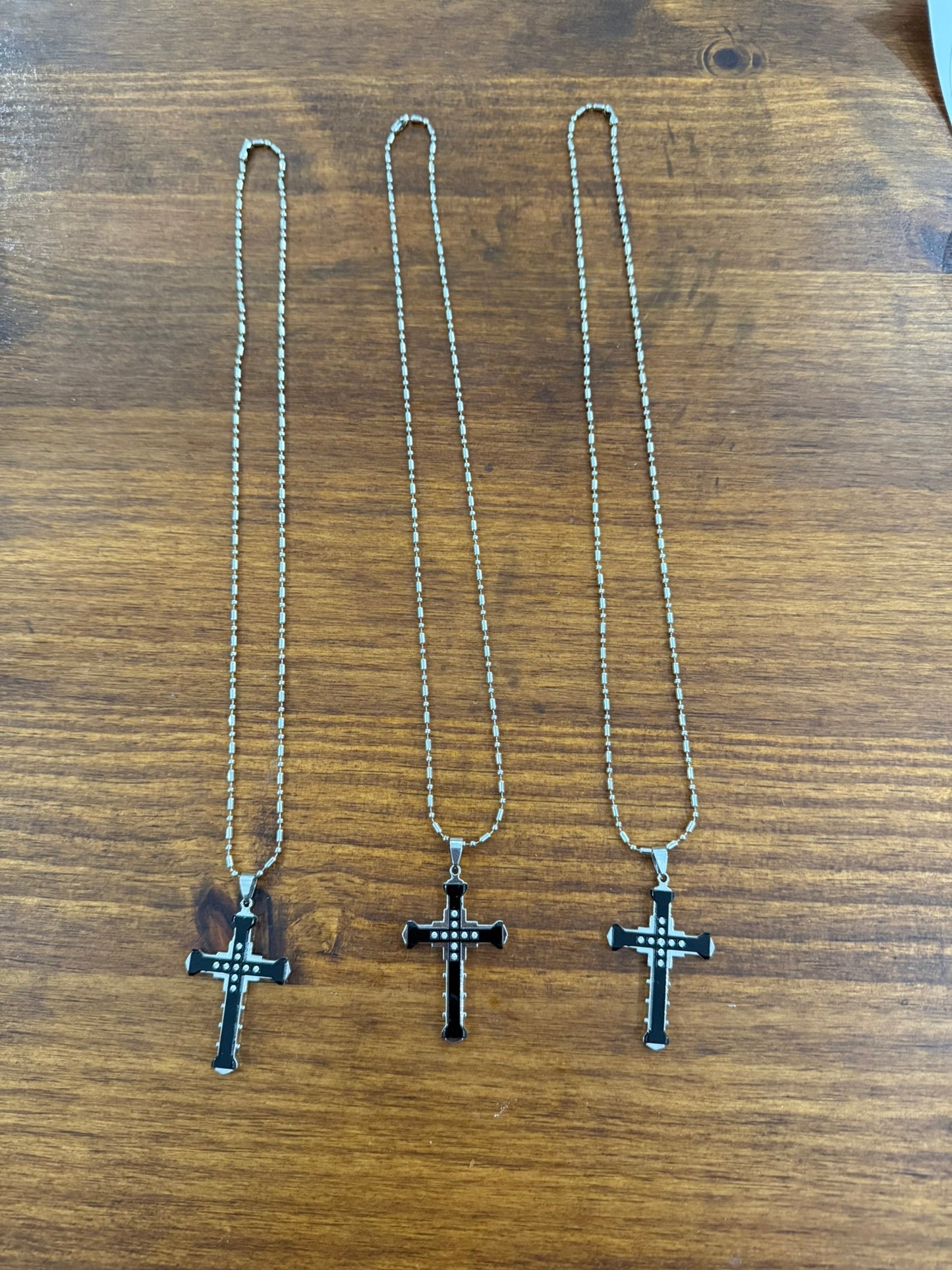 Men's Vintage Black Cubic Zirconia Cross Necklace