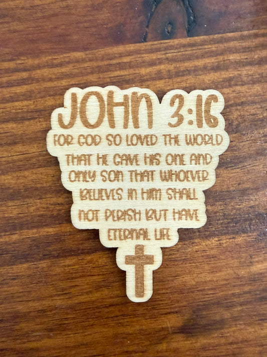 John 3:16 Wood Magnet