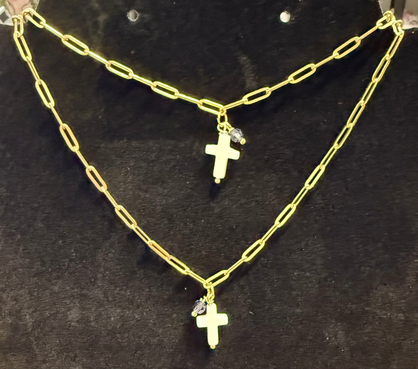Stainless Steel Cross Pendant Purple Necklace