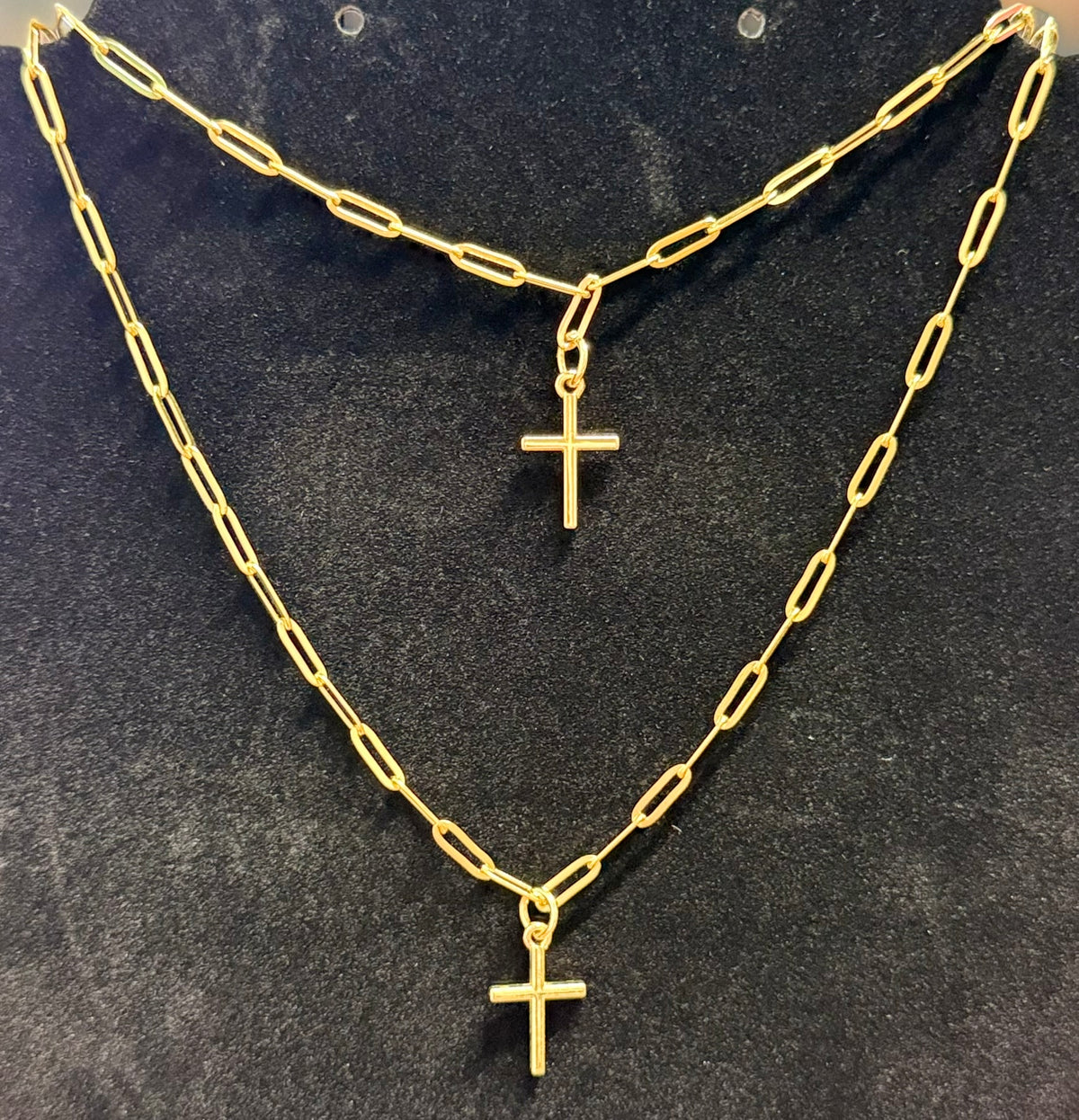 Handmade Cross pendant Paper Clip Necklace