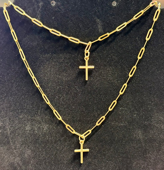 Handmade Cross pendant Paper Clip Necklace