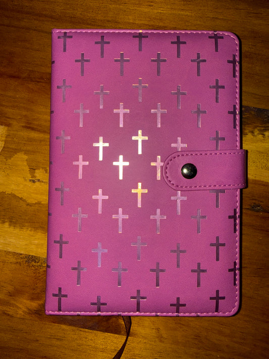 Pink Cross PU Leather Latch Closure Journal