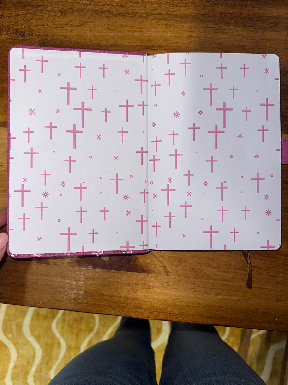 Pink Cross PU Leather Latch Closure Journal