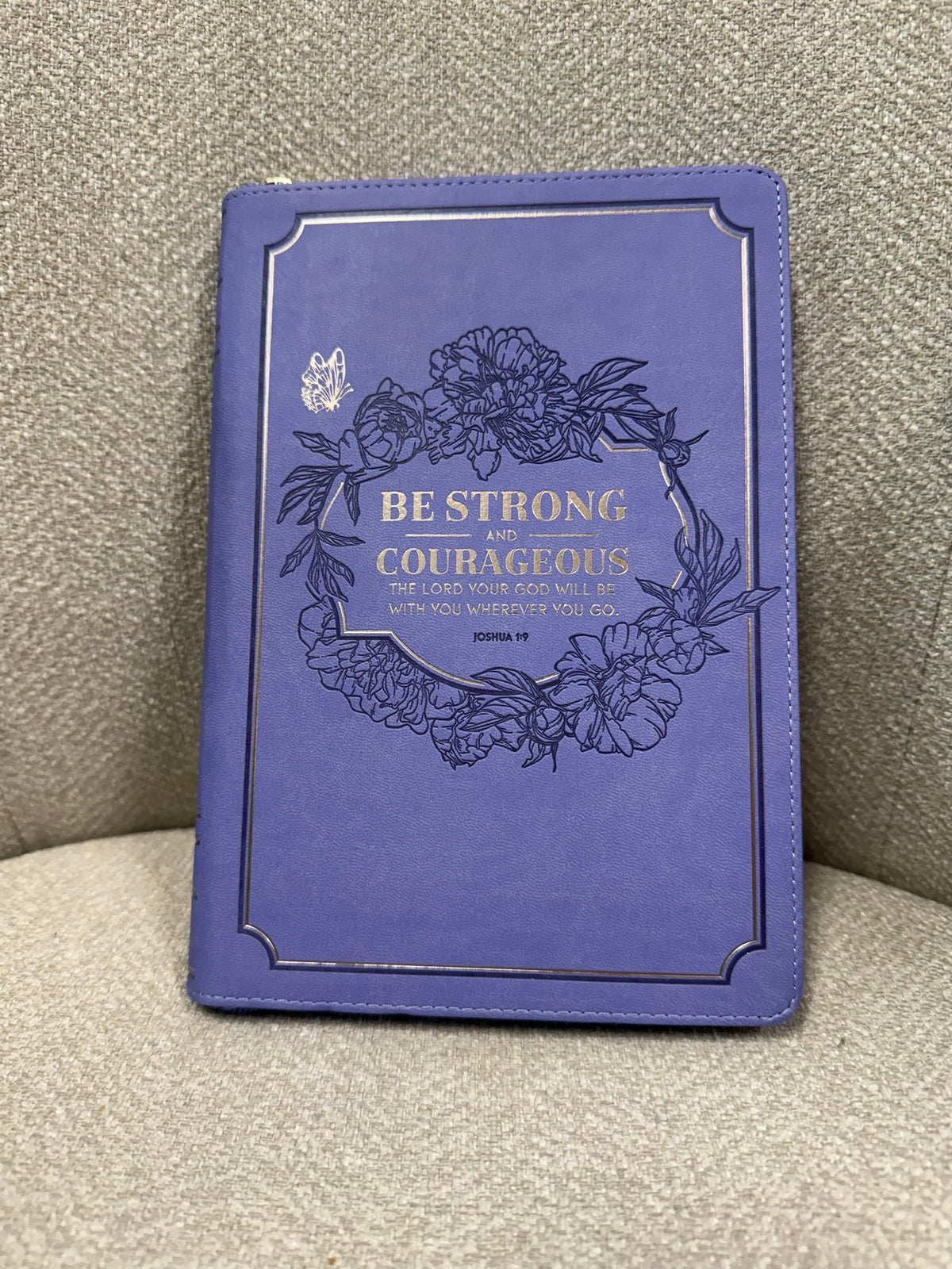 Lavender PU Leather Joshua 1:9 Zippered Journal