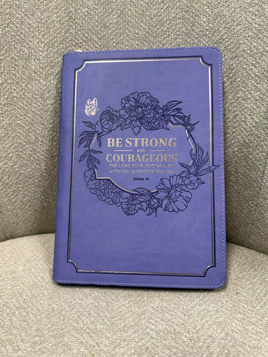 Lavender PU Leather Joshua 1:9 Zippered Journal