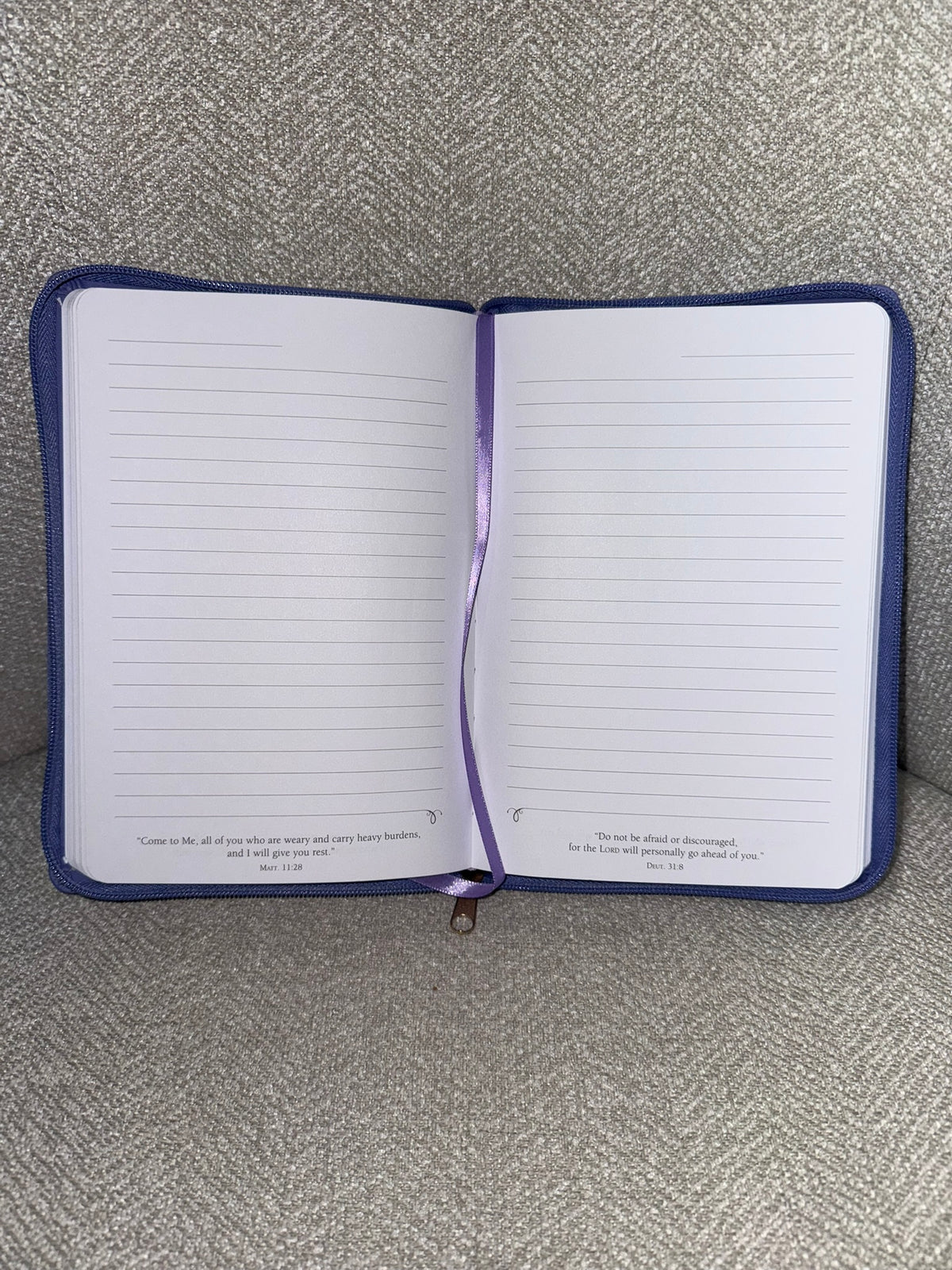Lavender PU Leather Joshua 1:9 Zippered Journal