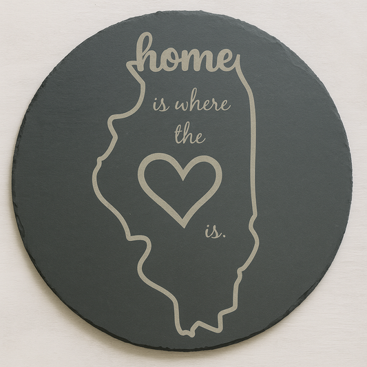 “Home Is Where the Heart Is” Slate Plate & Marker Set – Illinois Edition