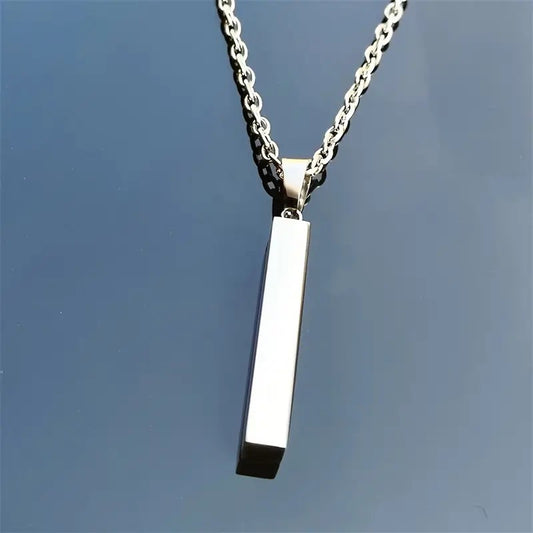 Cute Custom Engraved Stainless Steel Bar Pendant Necklace