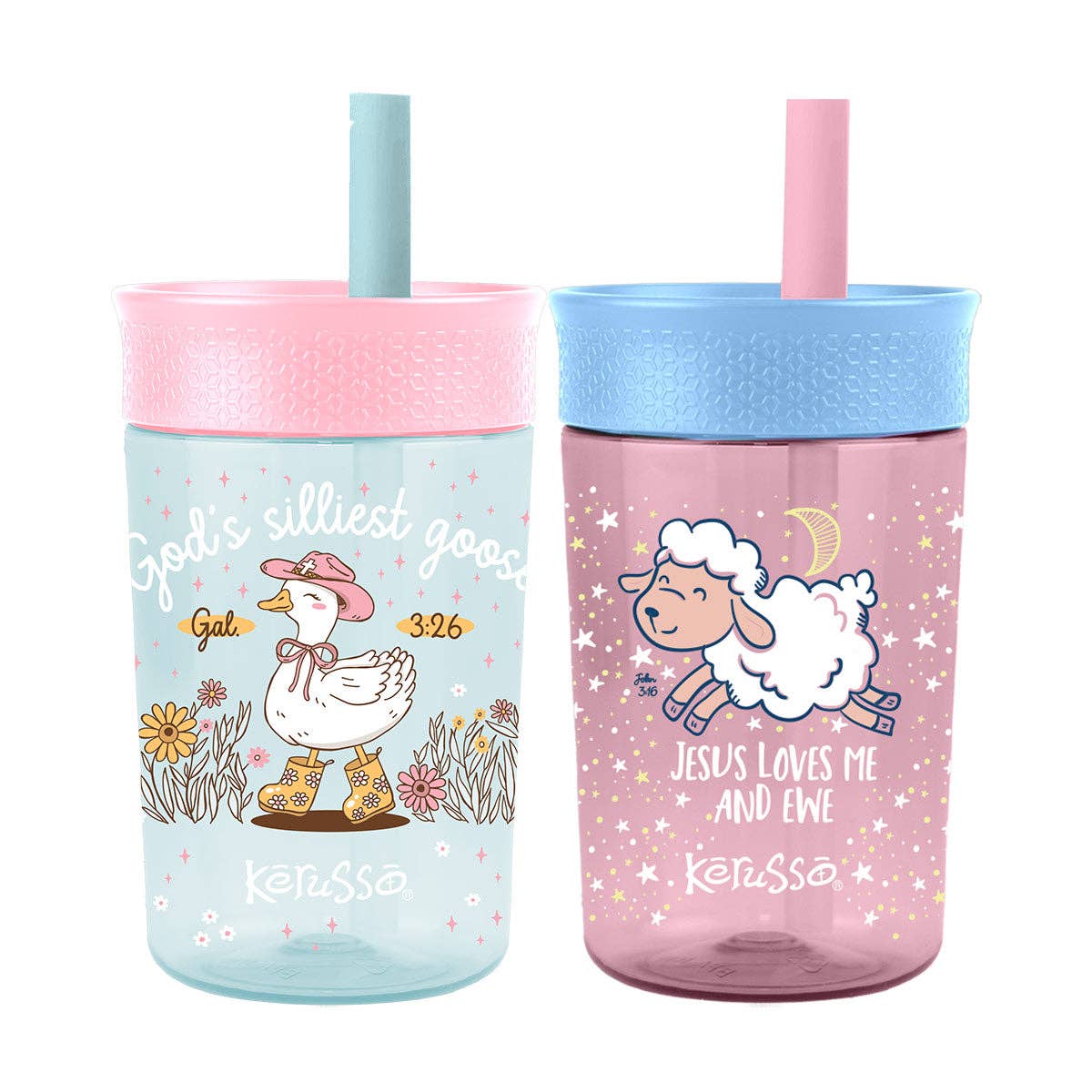 Goose & Lamb 15 oz Silicone Straw Cup  (2 Pack)