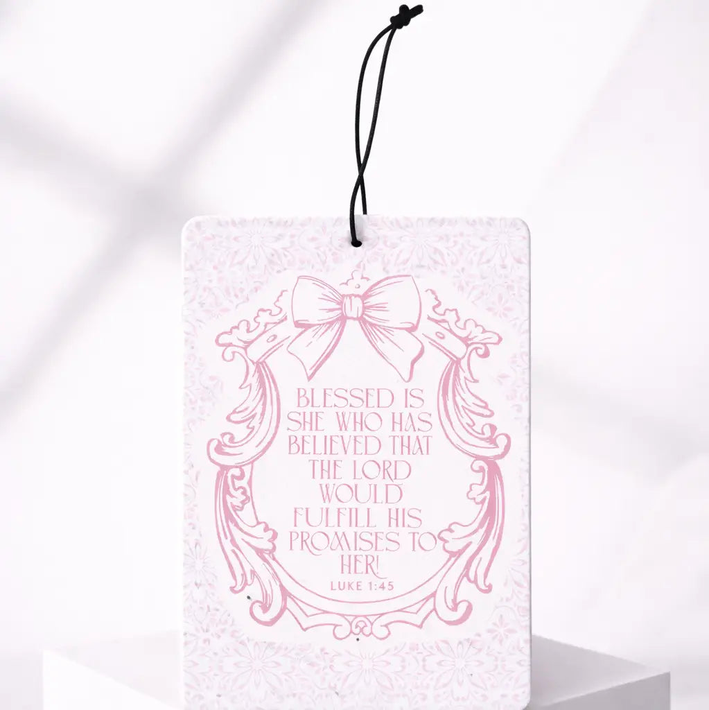Blessed Is She | Luke 1:45 Jasmine Pink Bow Car Air Freshen
