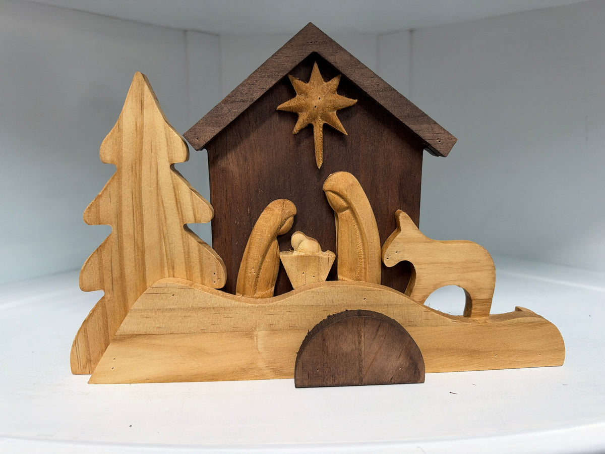 3D Wood Nativity Scene