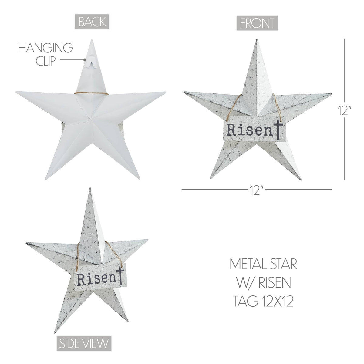 Metal Star w/ Risen Tag 12x12