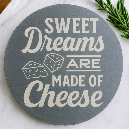 “Sweet Dreams” Slate Cheese Plate with 4 Slate Markers
