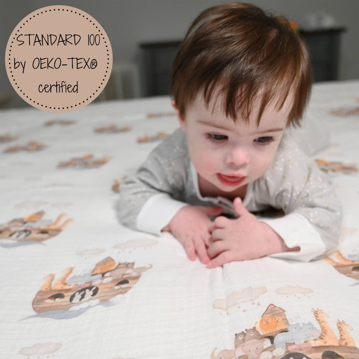 Baby Muslin Noah's Ark Swaddle Blanket 47x47