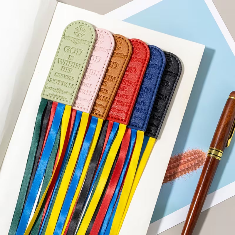 "God is Within Her" Ribbon Faux Leather Bookmark