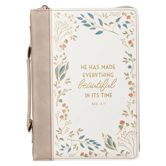 Bible Cover Cream "Everything Beautiful" Ecc 3:11 XL