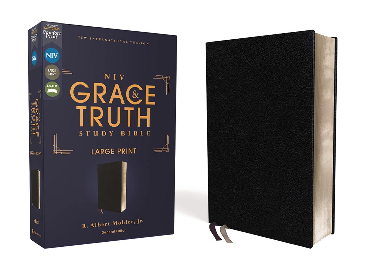 NIV, The Grace and Truth, Large Print Study Bible (Black Bonded Leather)