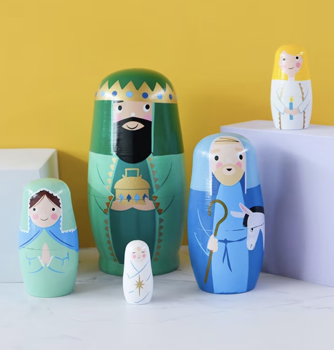 Wooden Nativity Nesting Dolls