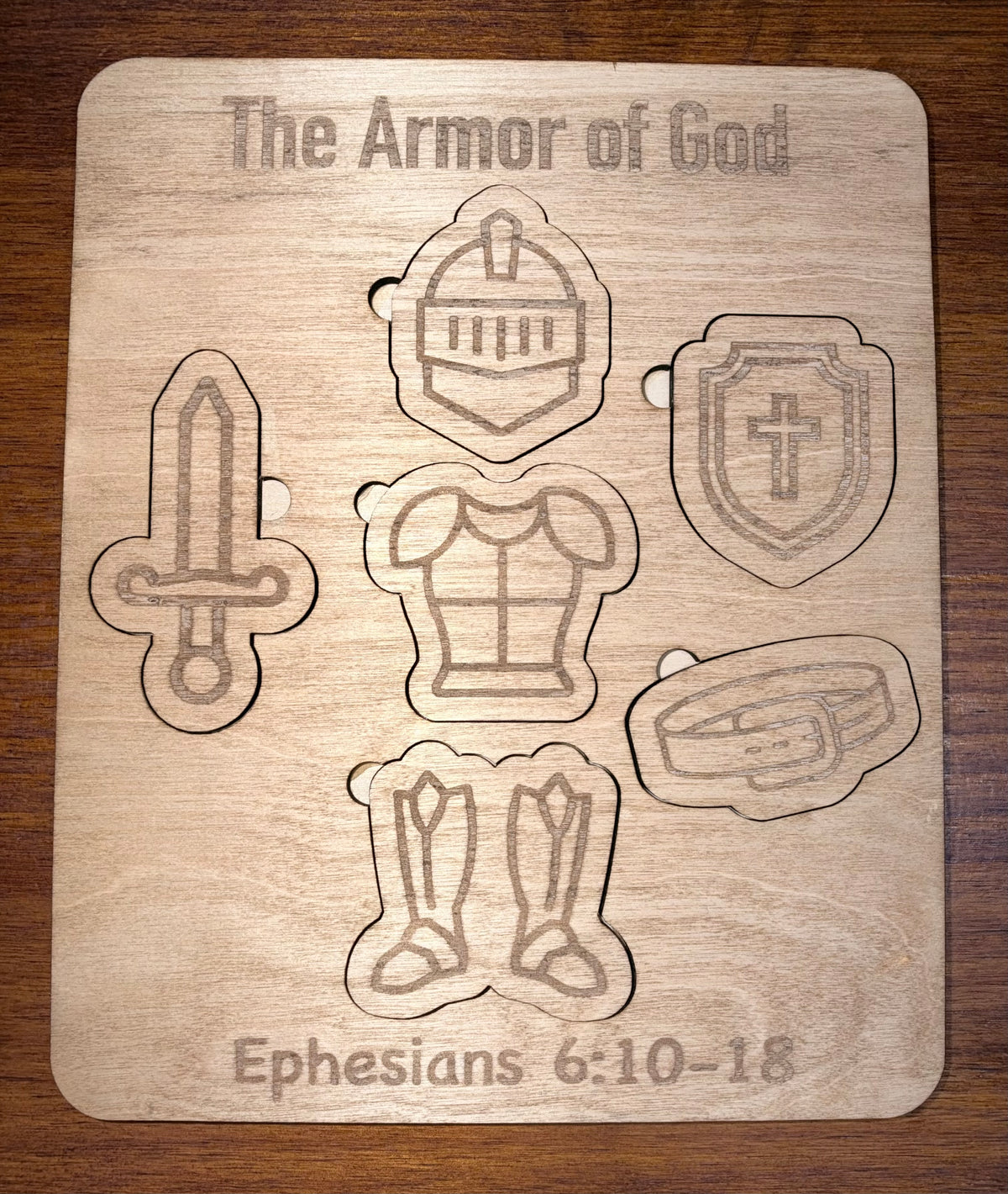 Custom Made Wooden Armor of God Puzzle