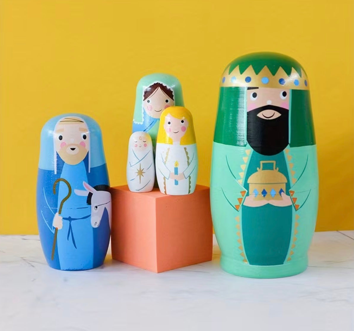 Wooden Nativity Nesting Dolls
