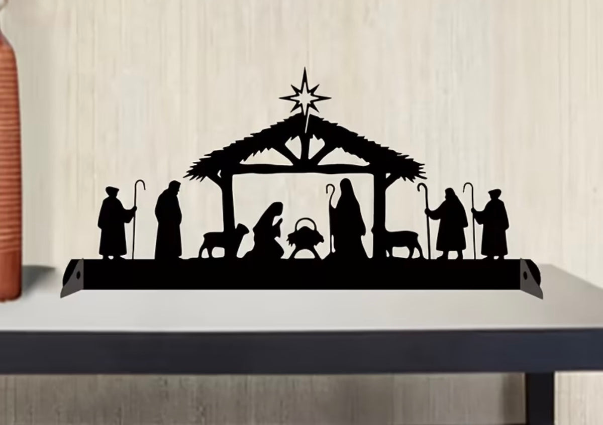 Metal Tabletop Manger Scene Decor